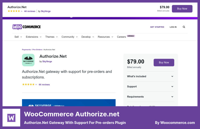 WooCommerce Authorize.net Plugin - Authorize.Net gateway with support for pre-orders Plugin