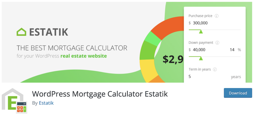 WordPress Mortgage Calculator Estatik Plugin Free