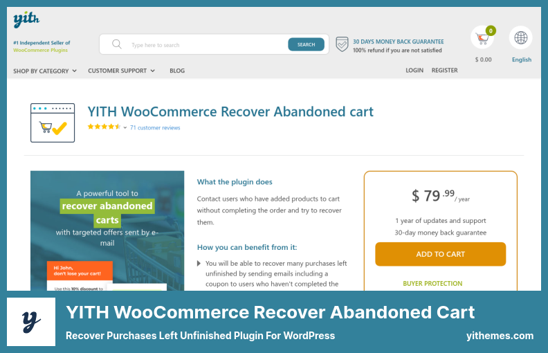 YITH WooCommerce Recover Abandoned Cart Plugin - Recover Purchases Left Unfinished Plugin For WordPress