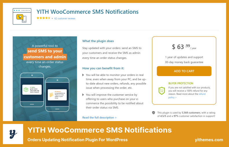 YITH WooCommerce SMS Notifications Plugin - Orders Updating Notification Plugin For WordPress