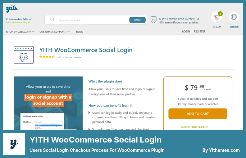 YITH WooCommerce Social Login Plugin - Users Social Login Checkout Process For WooCommerce Plugin