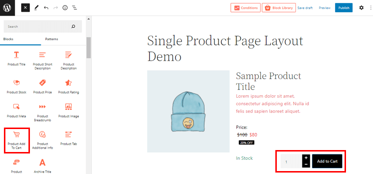 Add Product Add to Cart Block 