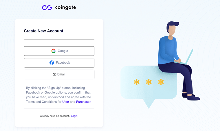 CoinGate Create New Account