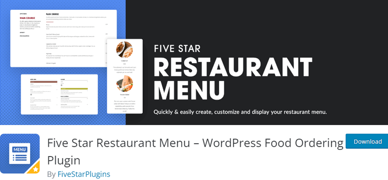 Five Star Restaurant Menu WordPress Plugin