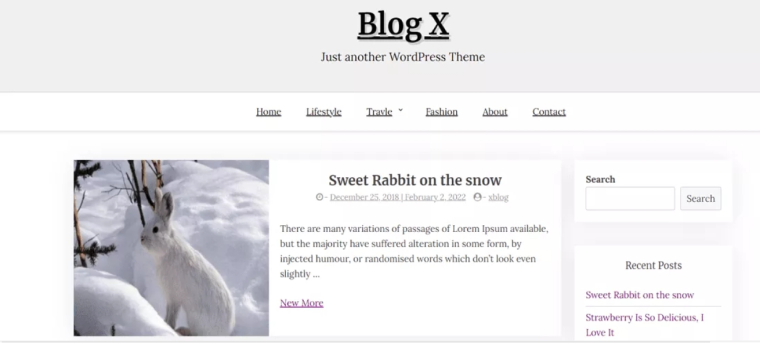 blog x minimalist wordpress theme
