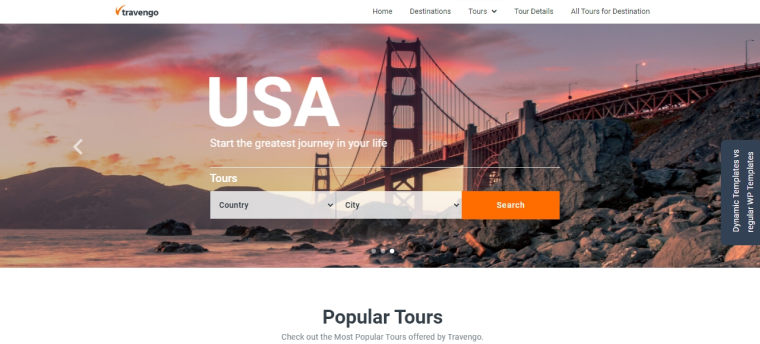 travel site dynamic template