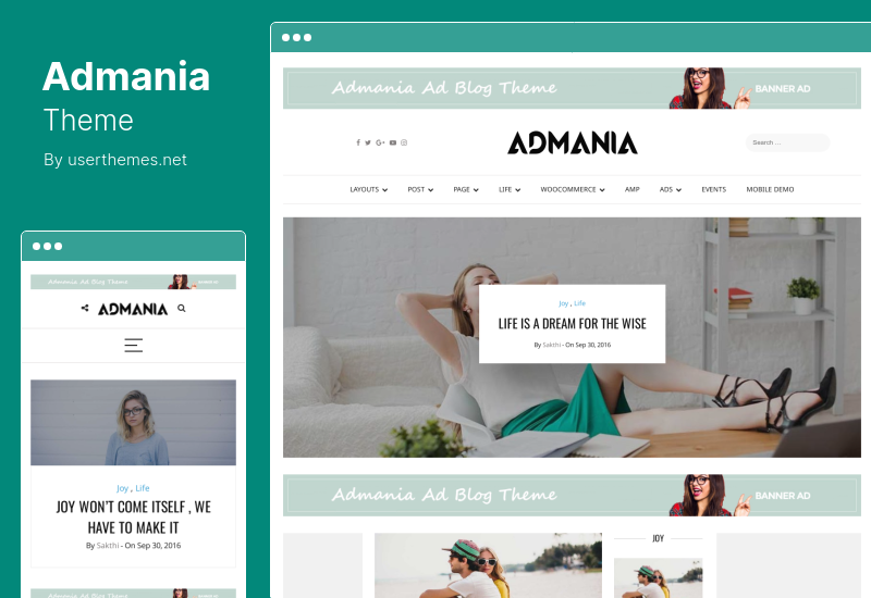 Admania Theme - Adsense With Gutenberg Compatibility WordPress Theme