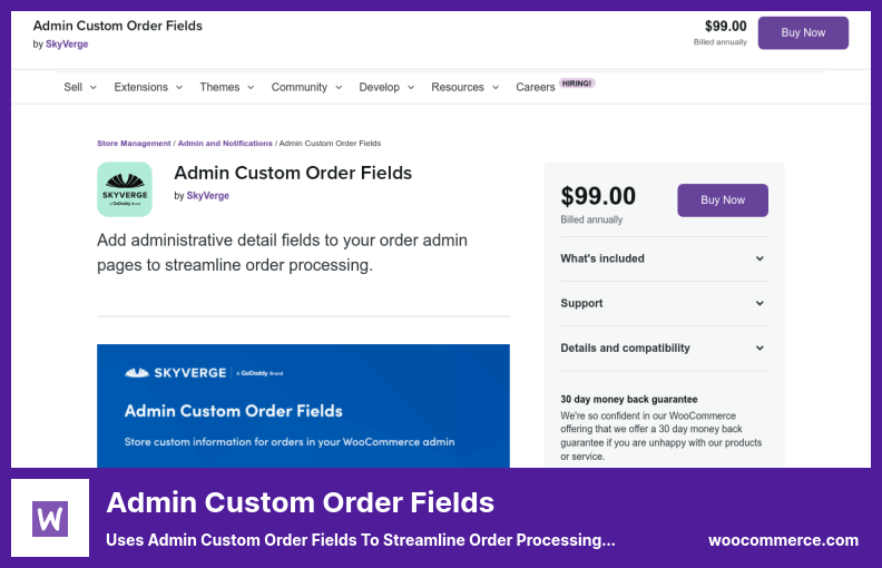Admin Custom Order Fields Plugin - Uses Admin Custom Order Fields to Streamline Order Processing and Details