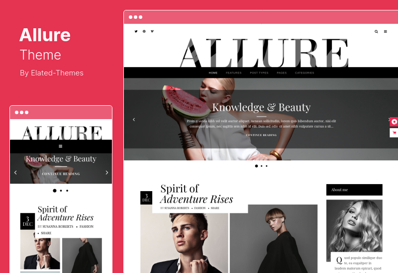 Allure Theme - Beauty  Fashion Blog WordPress Theme