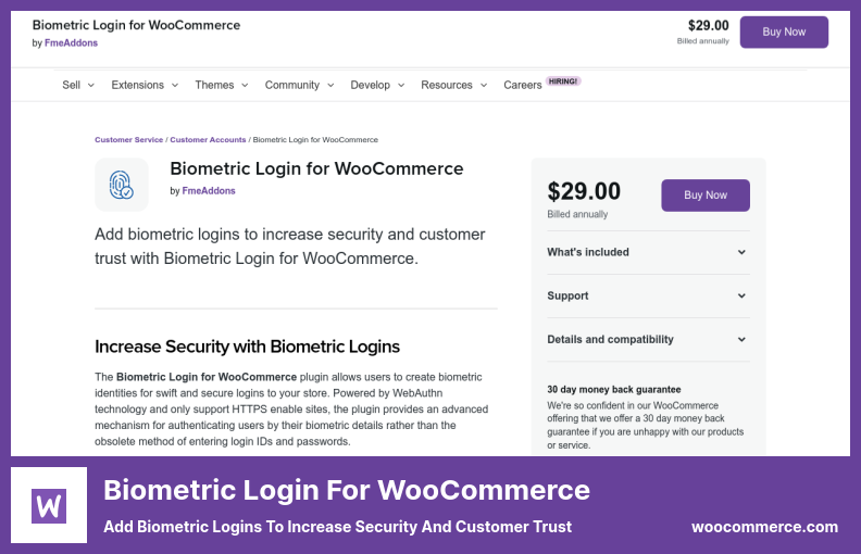 Biometric Login for WooCommerce Plugin - Add Biometric Logins to Increase Security and Customer Trust