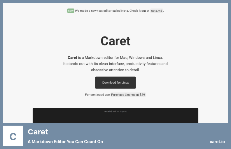 Caret Plugin - a Markdown Editor You Can Count On