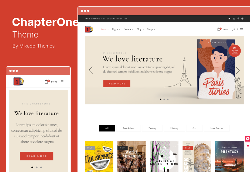ChapterOne Theme - Bookstore Publisher WordPress Theme