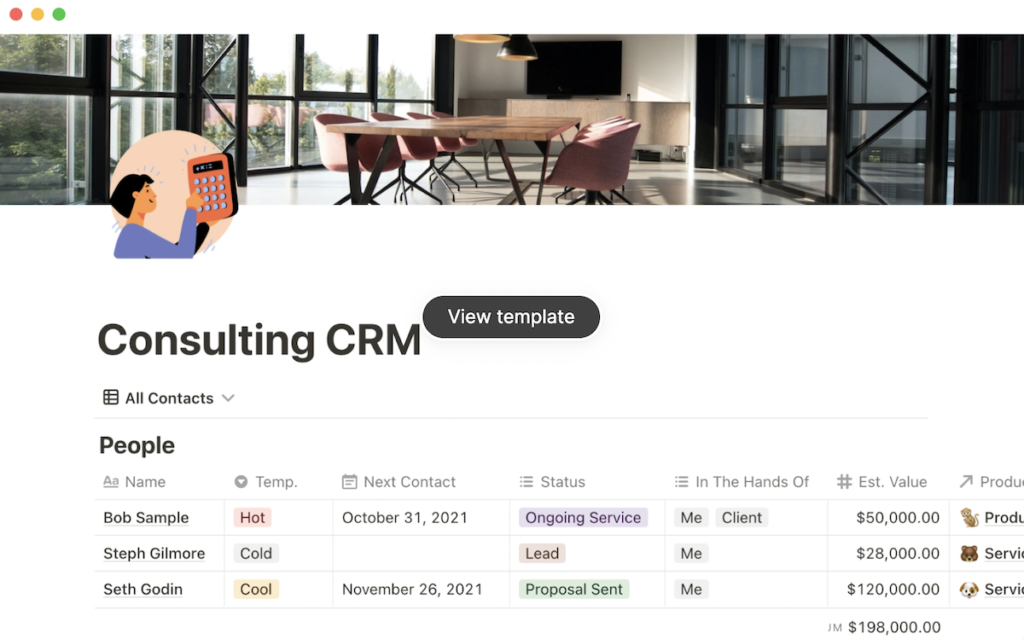 Notion Consulting CRM template