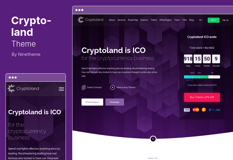 Crypto-land Theme - Crypto Currency Landing Page WordPress Theme