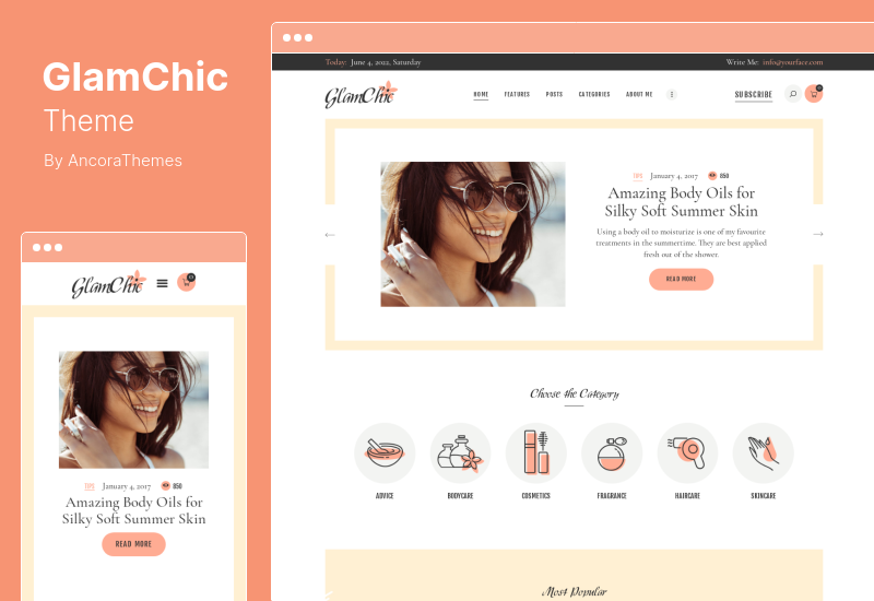 GlamChic Theme - Beauty Blog & Online Magazine WordPress Theme
