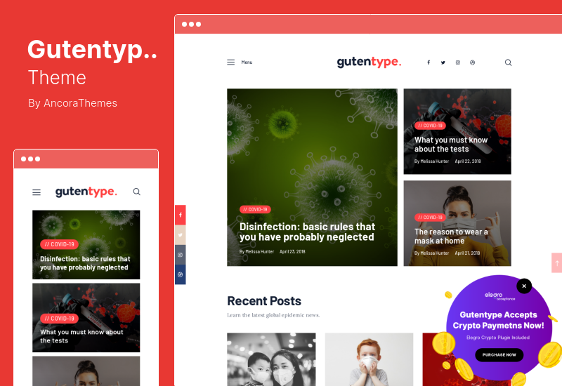 Gutentype Theme - Modern Personal Blog WordPress Theme Made with Gutenberg