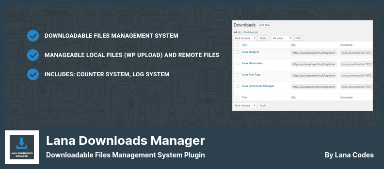 Lana Downloads Manager Plugin - Downloadable Files Management System Plugin