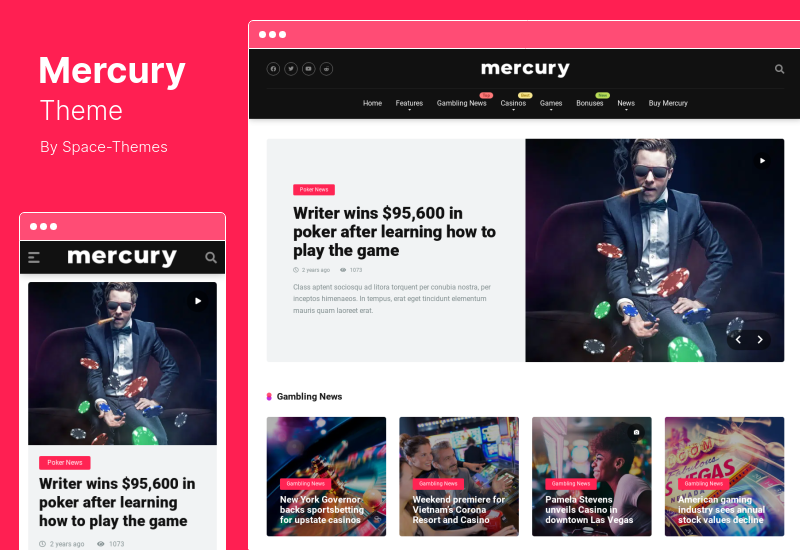 Mercury Theme - Gambling ,Casino Affiliate News & Reviews WordPress Theme