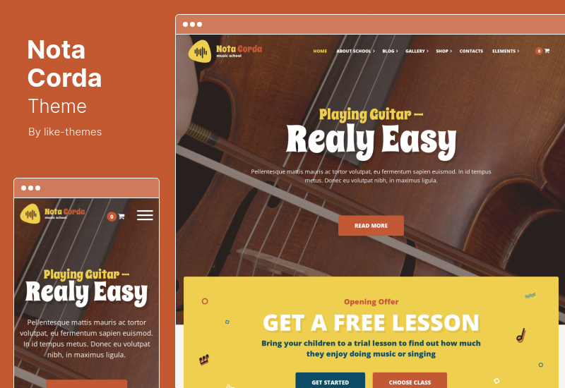 NotaCorda Theme - Music School Musicians WordPress Theme