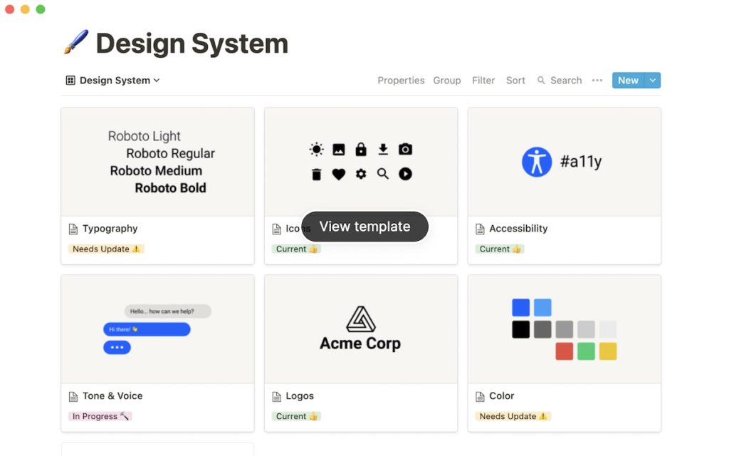Notion design system template free