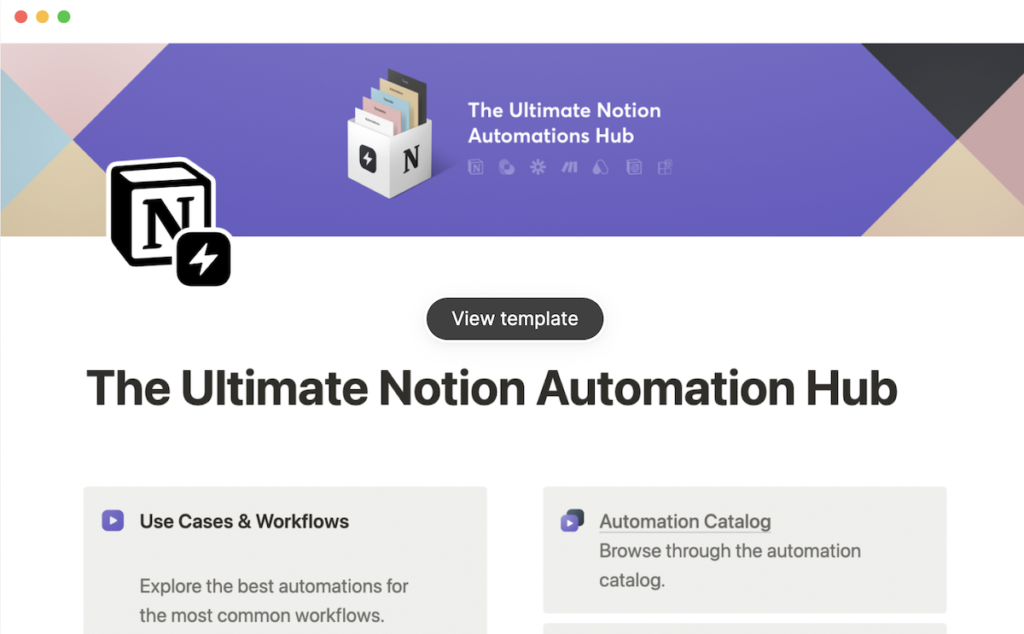 Notion Automation hub template
