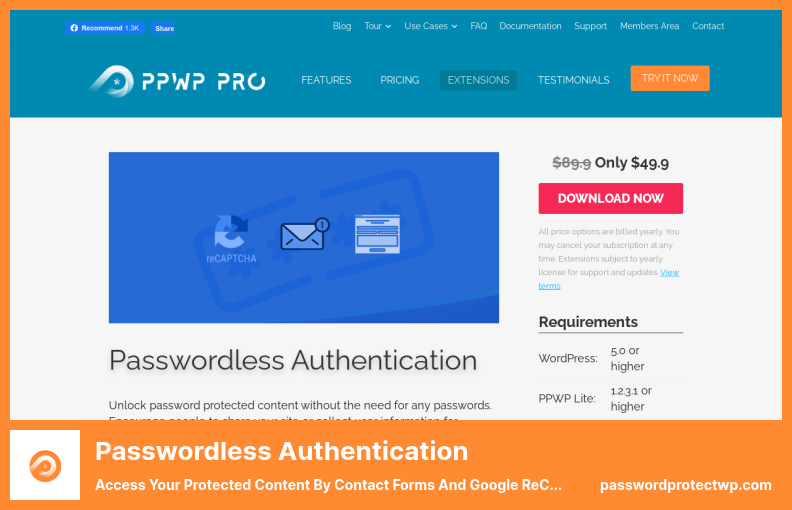 Passwordless Authentication Plugin - Access Your Protected Content By Contact Forms and Google reCaptcha