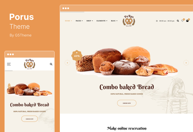 Porus Theme - Bakery Store WordPress Theme