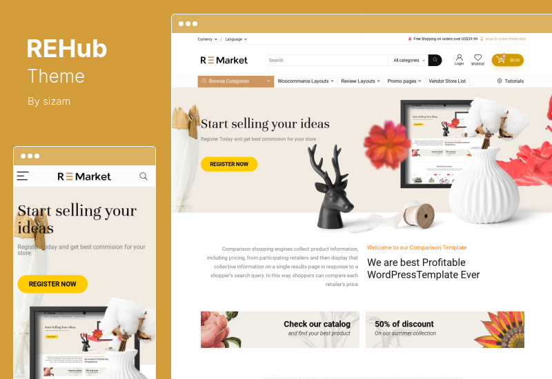REHub Theme - Price Comparison, Multi Vendor Marketplace WordPress Theme