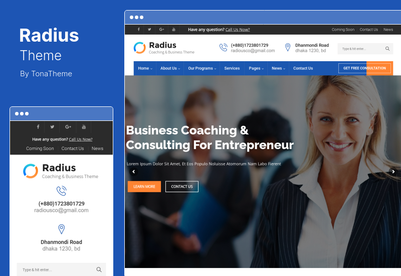 Radius Theme - Business Training WordPress Theme