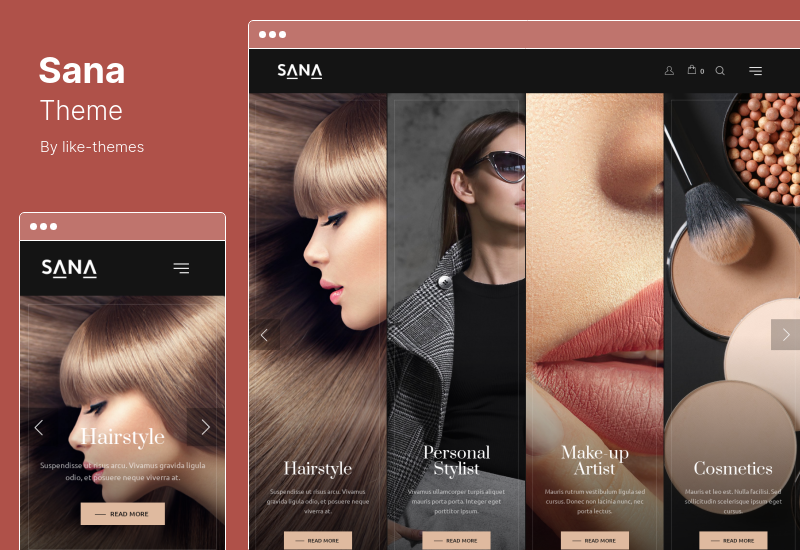 Sana Theme - Fashion Stylist and Beauty Salon Makeup Artist WordPress Theme