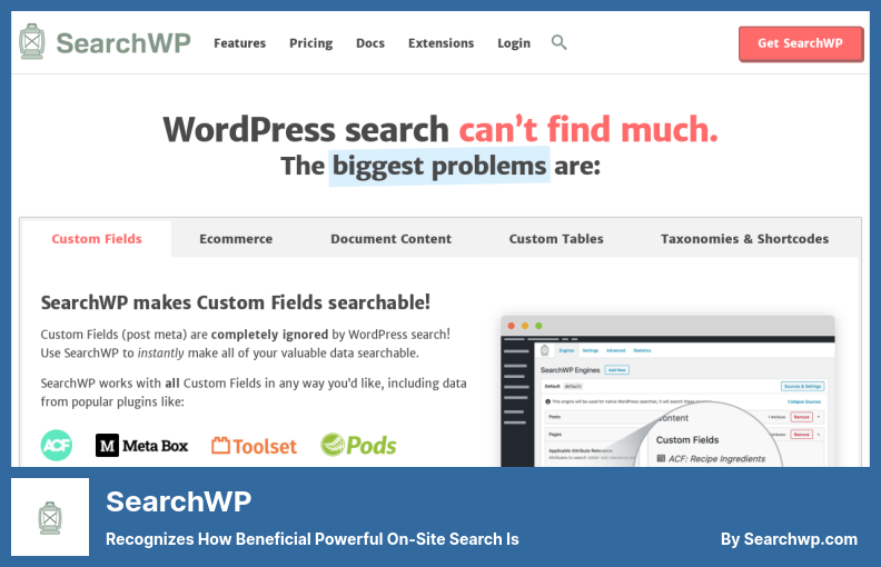 SearchWP Plugin - Recognizes How Beneficial Powerful On-Site Search Is
