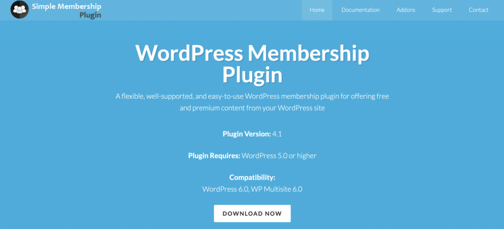 Simple Membership Plugin homepage