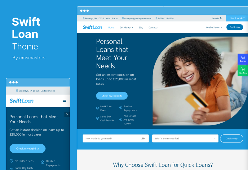 Swift Loan Theme - Payday  Banking Finance WordPress Theme