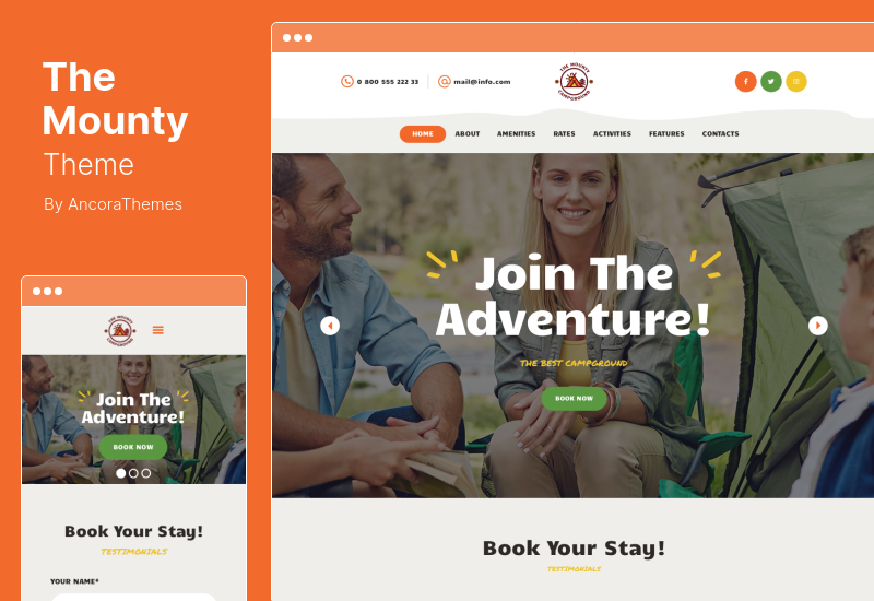 The Mounty Theme - Hiking Campground  Children Camping WordPress Theme