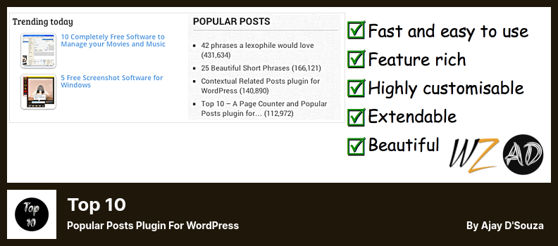 Top 10 Plugin - Popular posts plugin for WordPress
