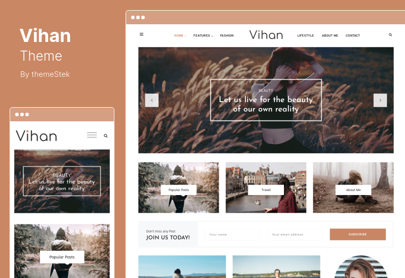 Vihan Theme - Personal  Travel WordPress Blog Theme