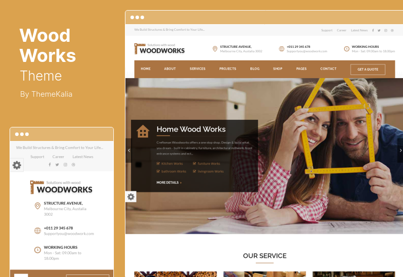 Wood Works Theme - Carpenter Craftsman Business WordPress Theme