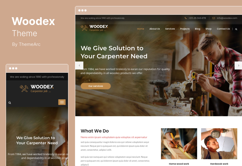 Woodex Theme - Carpenter Craftman Business WordPress Theme
