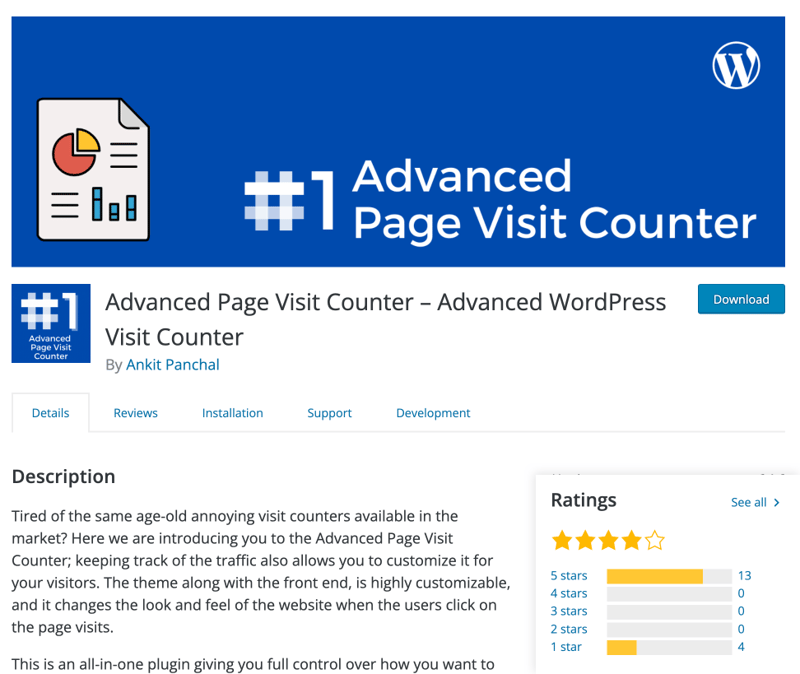 Advanced Page Visit Counter plugin