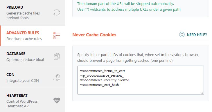 excluding cookies from caching
