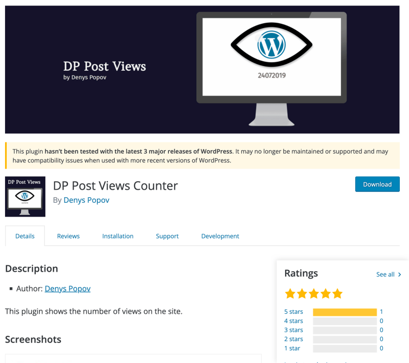 DP Post Views Counter plugin