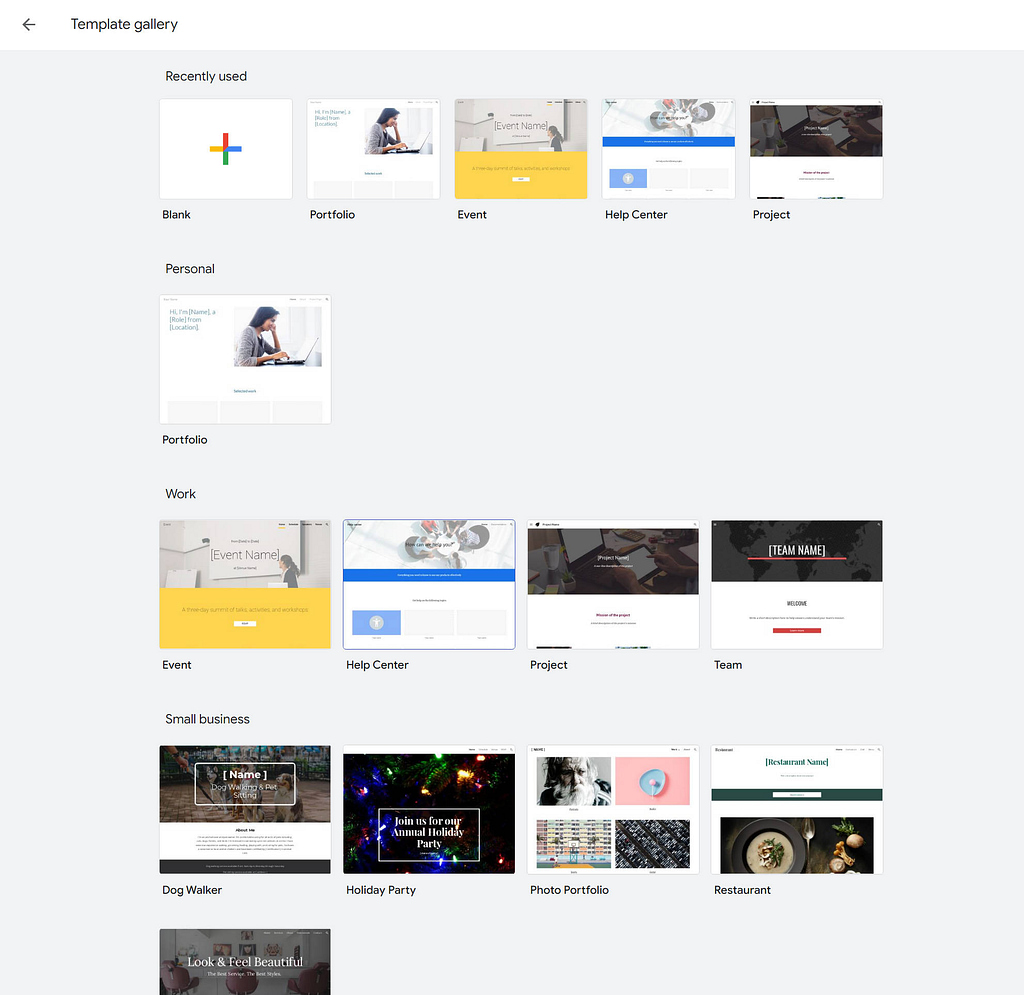 Google Sites template library review
