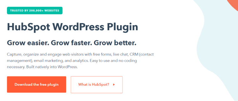 HubSpot plugin welcome page