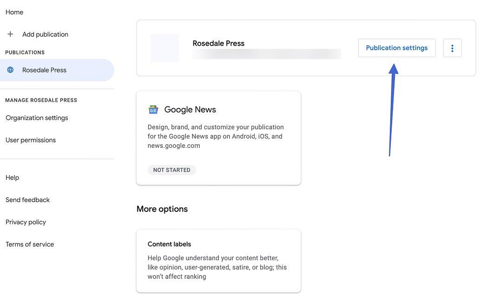 publication settings in Google News Publisher