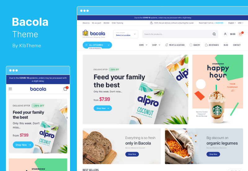 Bacola Theme - Grocery Store and Organic Food WooCommerce eCommerce WordPress Theme