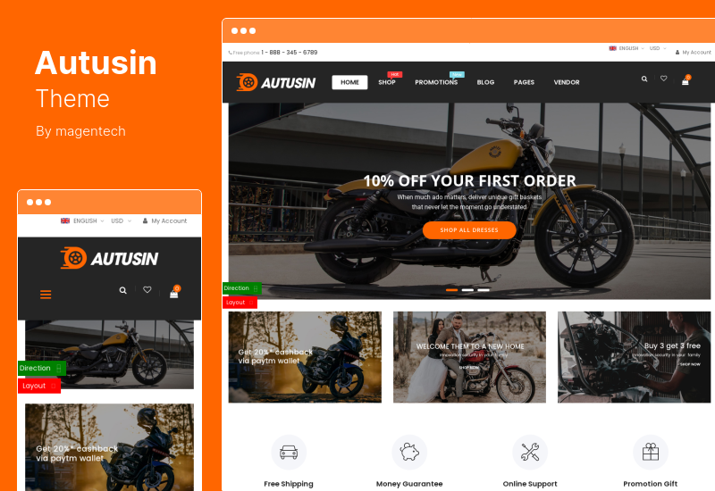 Autusin Theme - Auto Parts & Car Accessories Shop Elementor WooCommerce WordPress Theme