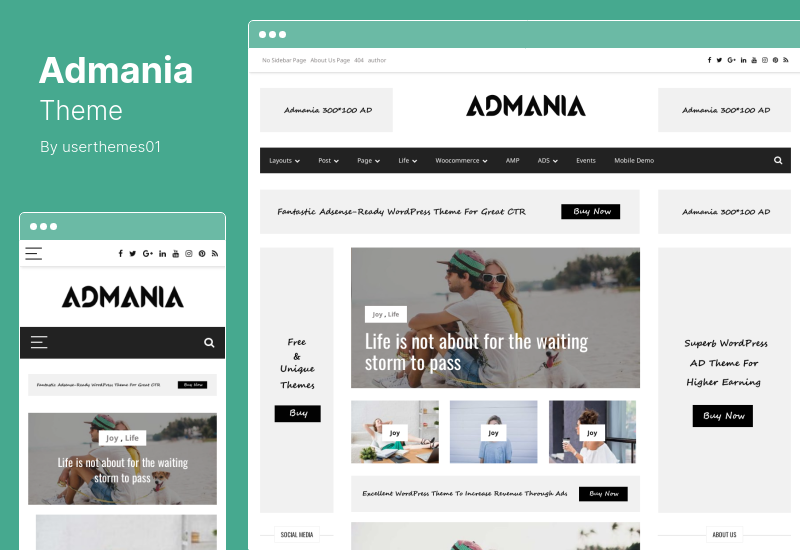Admania Theme - AdSense WordPress Theme With Gutenberg Compatibility
