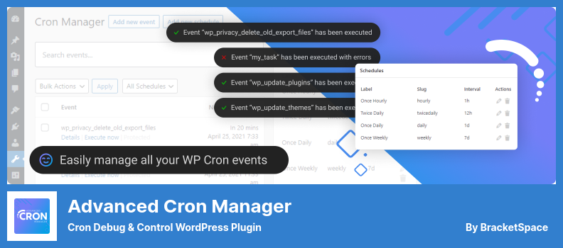 Advanced Cron Manager Plugin - Cron Debug & Control WordPress Plugin