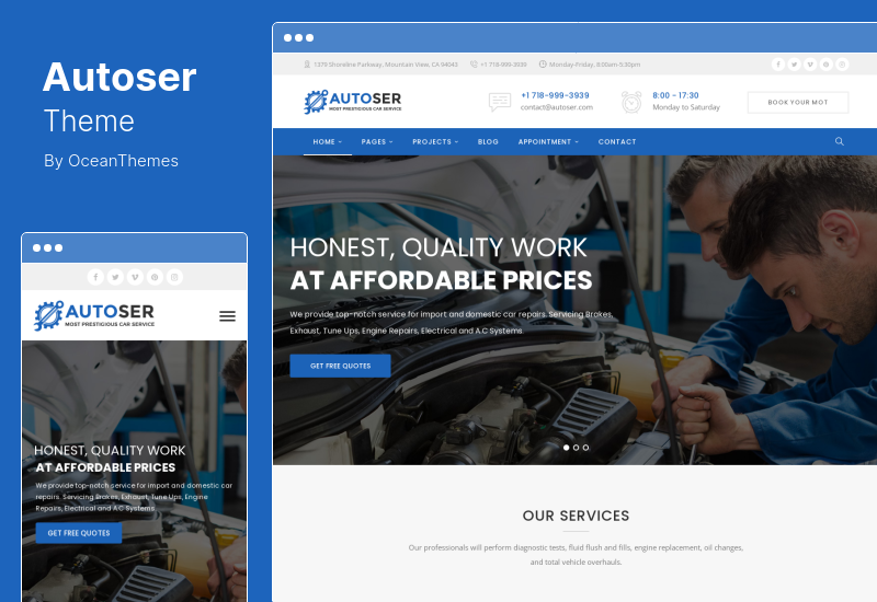Autoser Theme - Car Repair Auto Service WordPress Theme