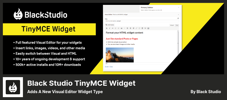 Black Studio TinyMCE Widget Plugin - Adds A New Visual Editor Widget Type